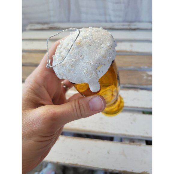 Beer glass mug foam alcohol ornament Xmas vintage tree large - Picture 7 of 7